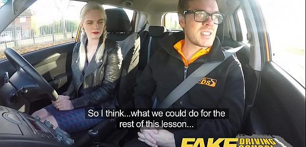  Fake Driving School big tits hairy pussy student has creampie and squirts